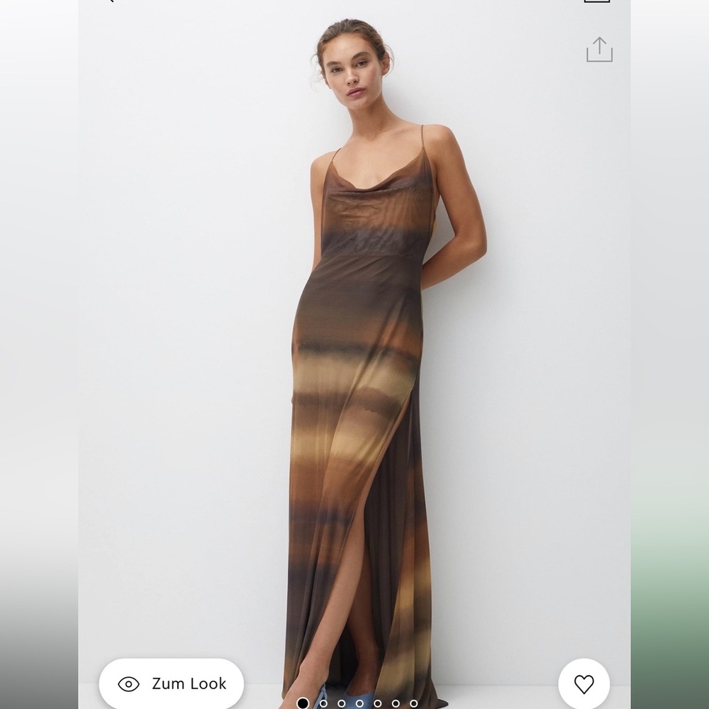 PULL&BEAR Long Tulle Dress with side slit
